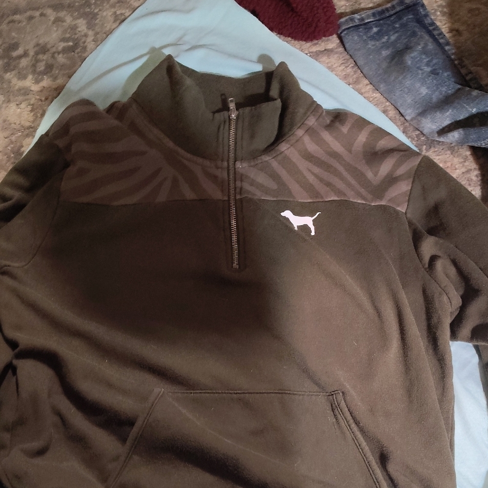 PINK Victoria's Secret Olive Green Pullover Jacket